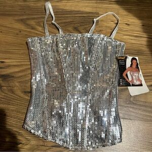 Spirit Halloween | Silver Sequin Corset - medium